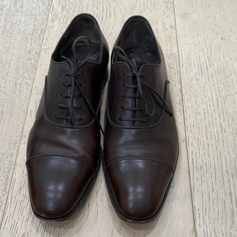 Salvatore Ferragamo Dark Brown Leather Oxfords, 9.5 EE